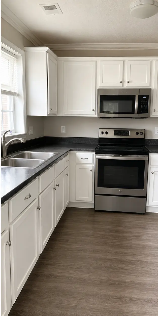 A clean kitchen after a property reset