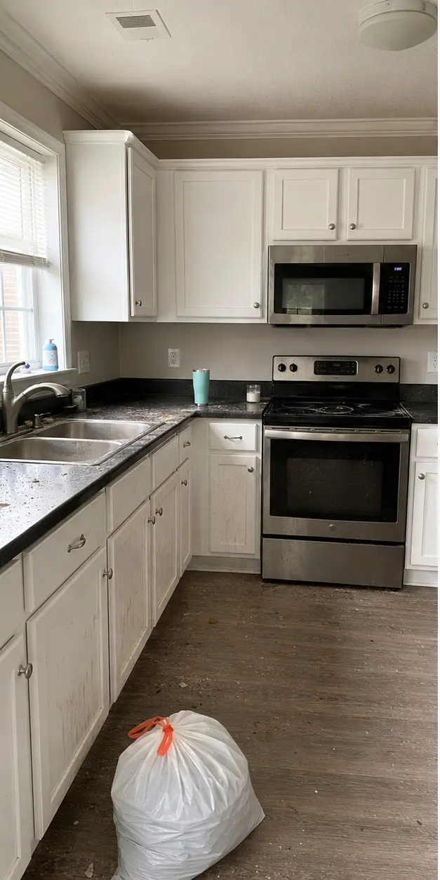 The same kitchen before a property reset